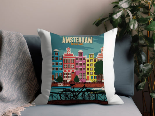 Vintage Amsterdam Throw Pillow
