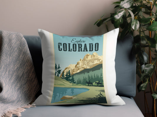 Vintage Colorado Throw Pillow
