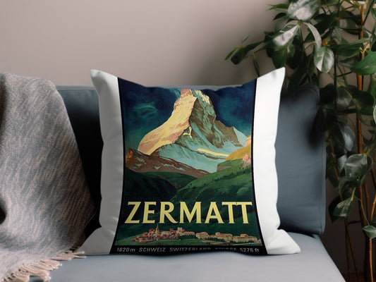 Vintage Zermatt Throw Pillow
