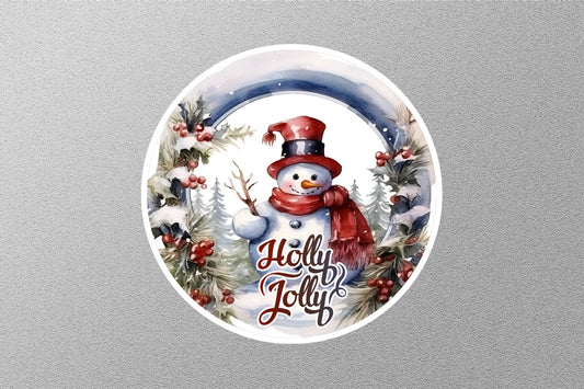 Snowman Holly Jolly Christmas Sticker