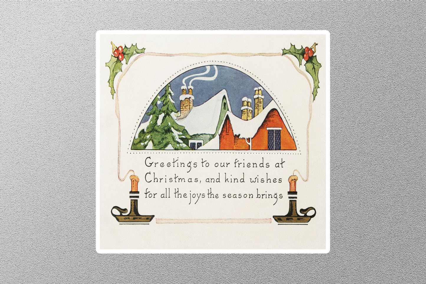 Wholesale Vintage Greetings To Our Friend At Christmas Sticker