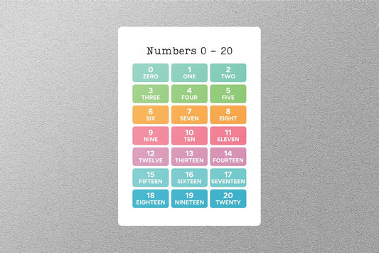 Numbers 0-20 Education Sticker