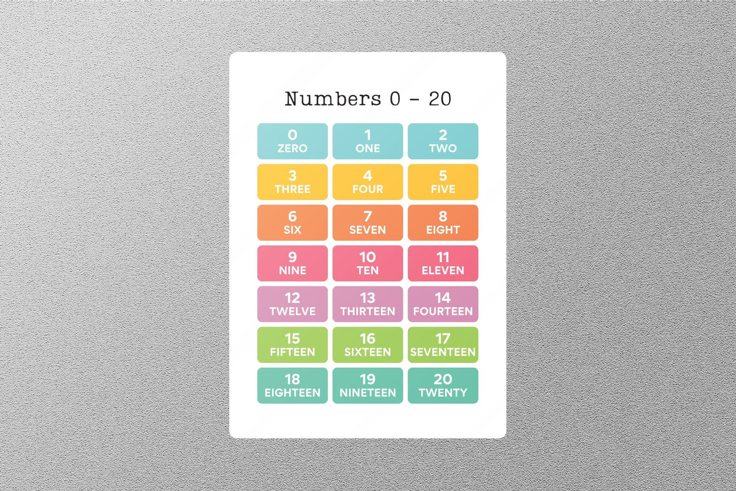 Numbers 0-20 Education Sticker