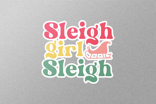 Sleigh Girl Sleigh Christmas Sticker