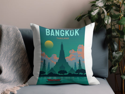 Vintage Bangkok Throw Pillow