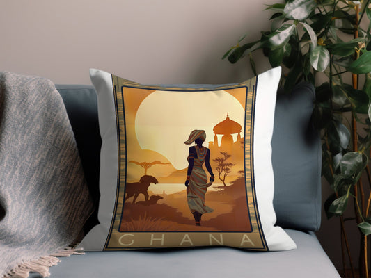 Vintage Ghana Throw Pillow