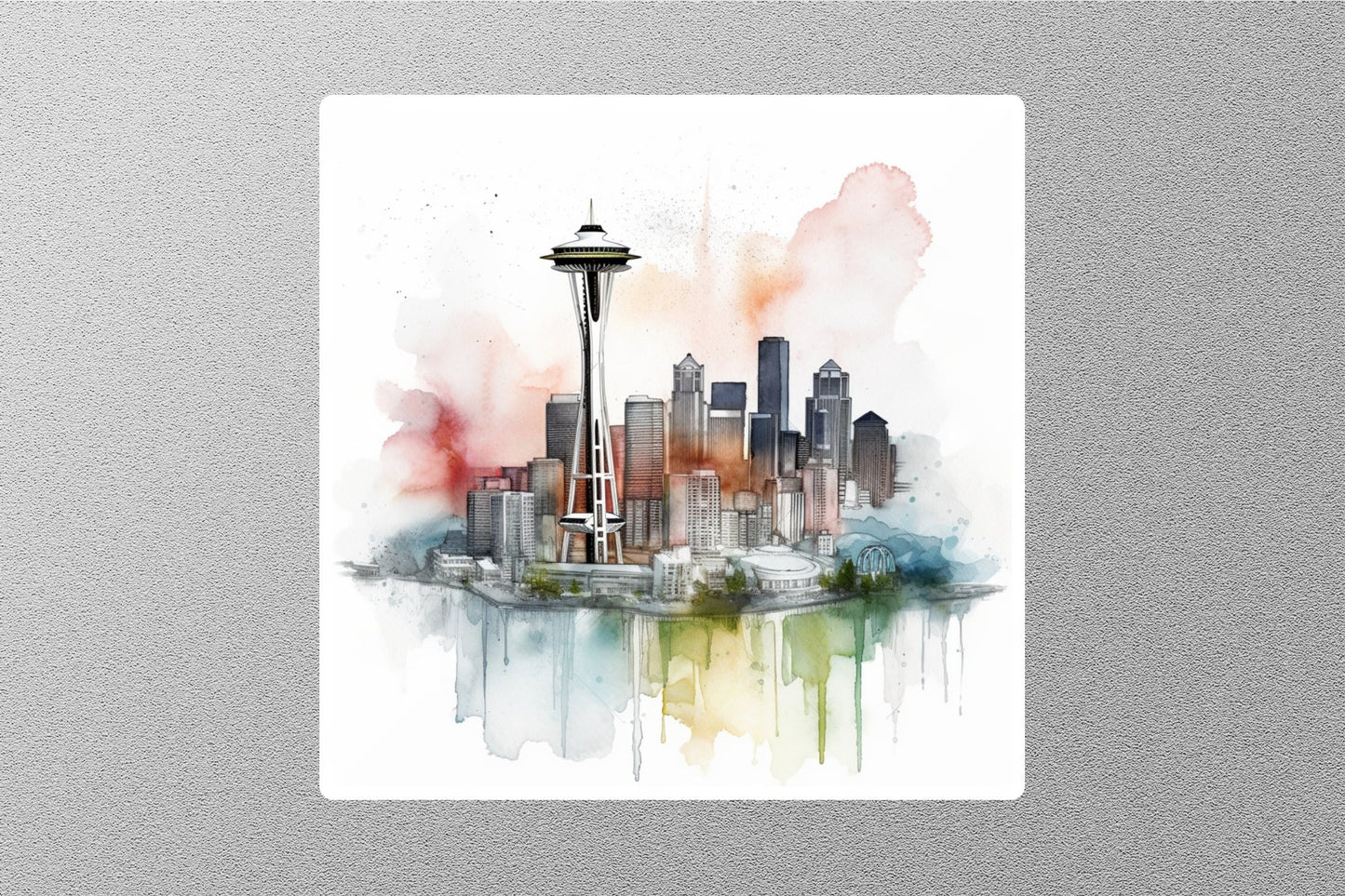 Seattle Skyline Watercolor Travel Sticker
