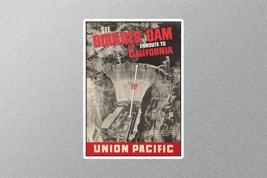 Vintage Boulder Dam En-route To California Travel Sticker