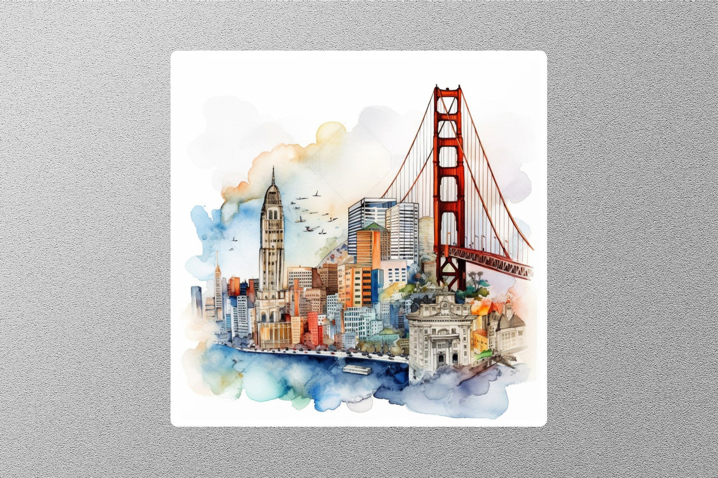 San Francisco California Watercolor Travel Sticker