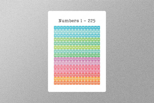 Numbers 1-225 Education Sticker