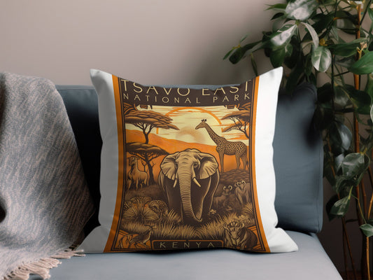 Vintage Tsavo East Kenya Throw Pillow