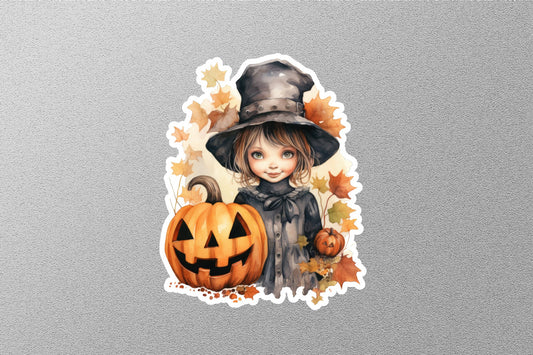 Child With Pumpkins Halloween Sticker