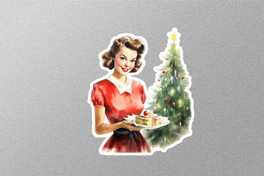 Wholesale Vintage Lady With Christmas Tree Sticker
