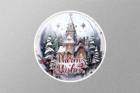 Old House Warm Wishes Christmas Sticker