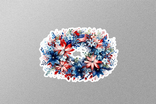 Patriotic Flowers With American Flag Sticker