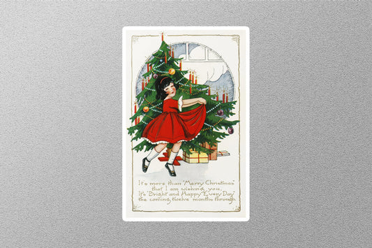 Vintage Girl Child Dances Christmas Sticker