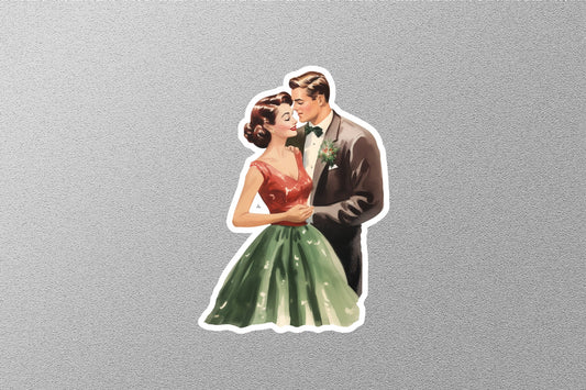 Wholesale Vintage Couples In One Frame Christmas Sticker