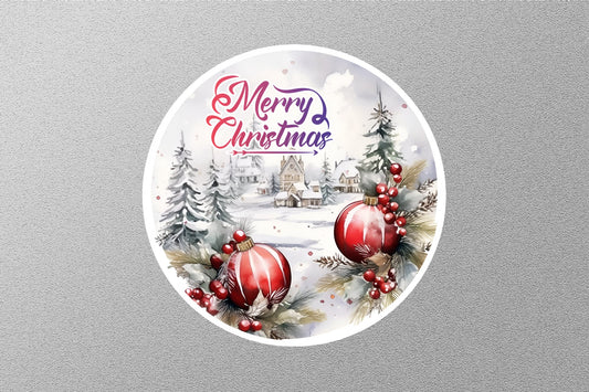 Old House Merry Christmas Sticker