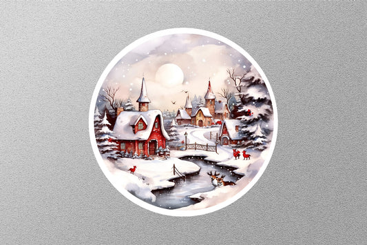 River Side House Christmas Sticker