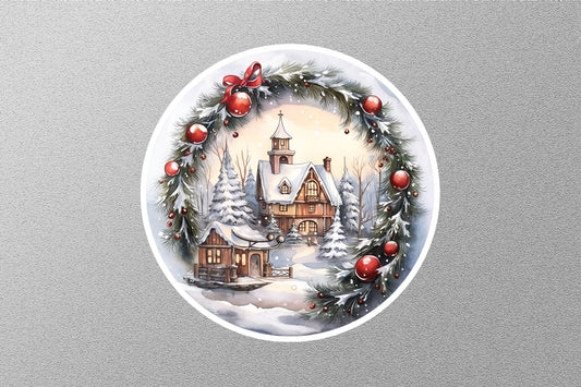 Beautiful Snow House Christmas Sticker