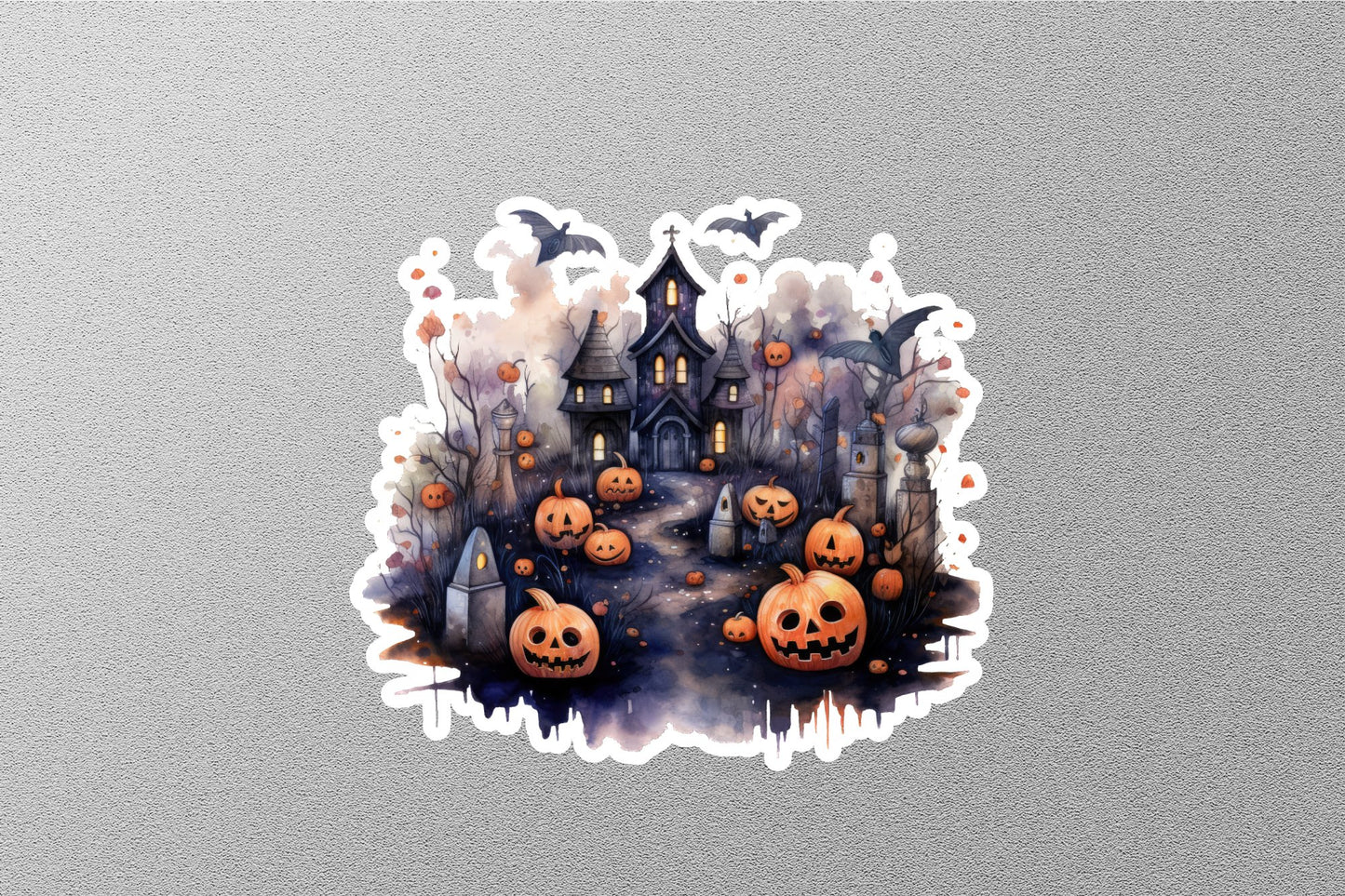 Haunted House Scene Halloween Sticker