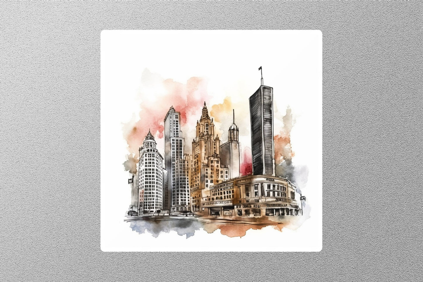 Chicago Skyline Watercolor Travel Sticker