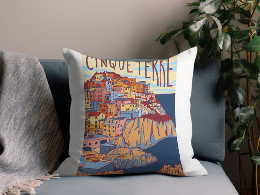 Vintage Cinque Terre Throw Pillow