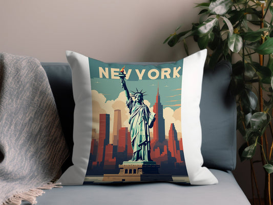 Vintage New York Throw Pillow