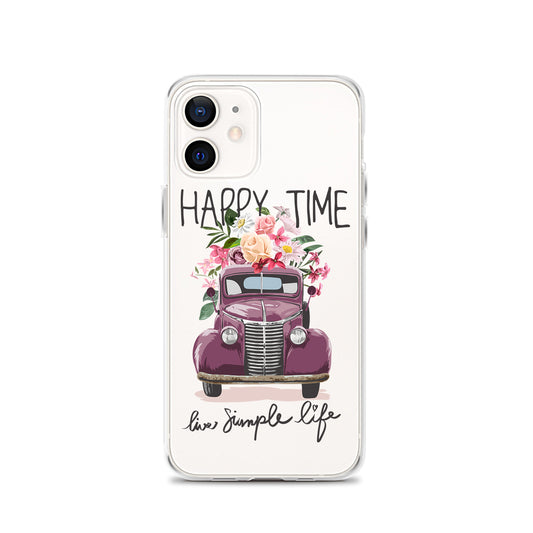 Happy Time iPhone Case, Clear Floral iPhone Case