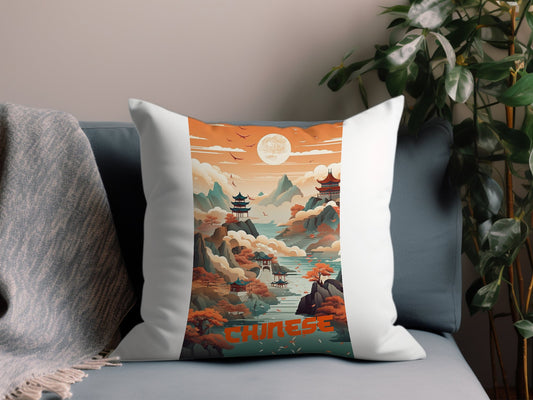 Vintage Chinese Throw Pillow
