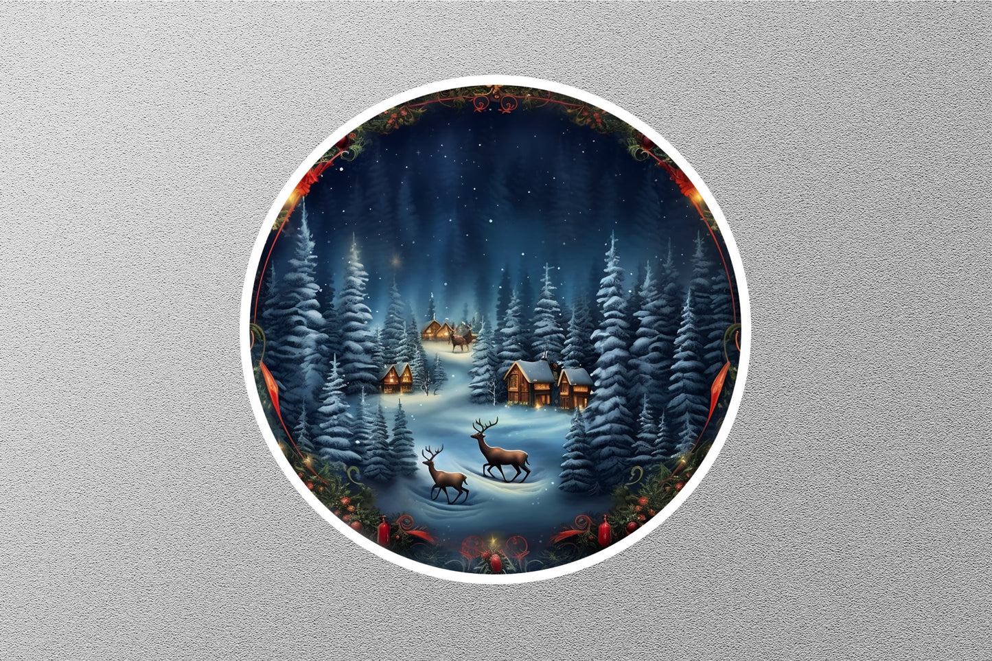 Beautiful Snow House Christmas Sticker