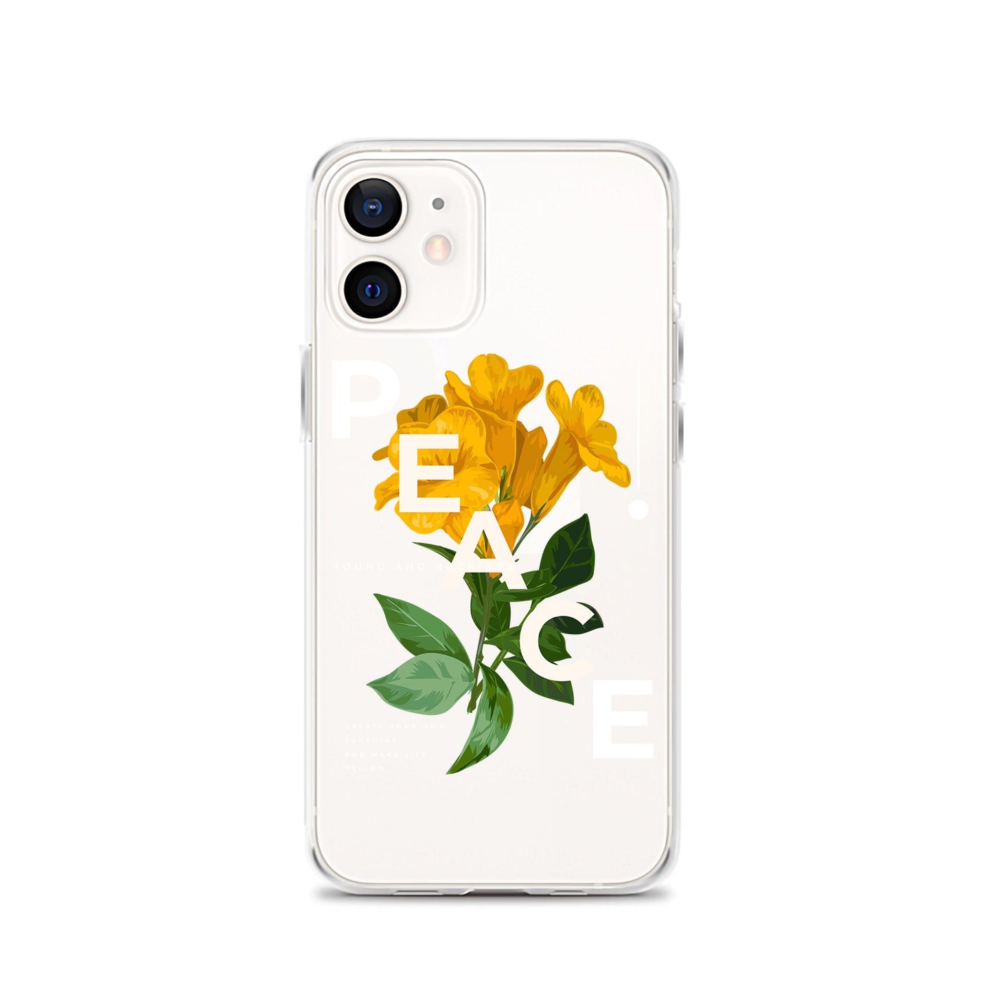Peace iPhone Case, Clear Floral iPhone Case