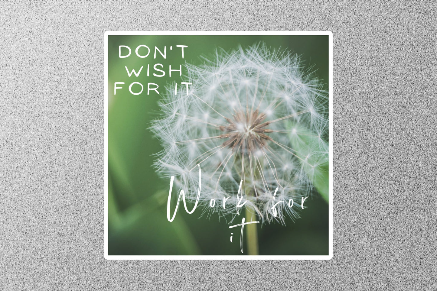 Don't Wish For It Work For It Inspirational Quote Sticker