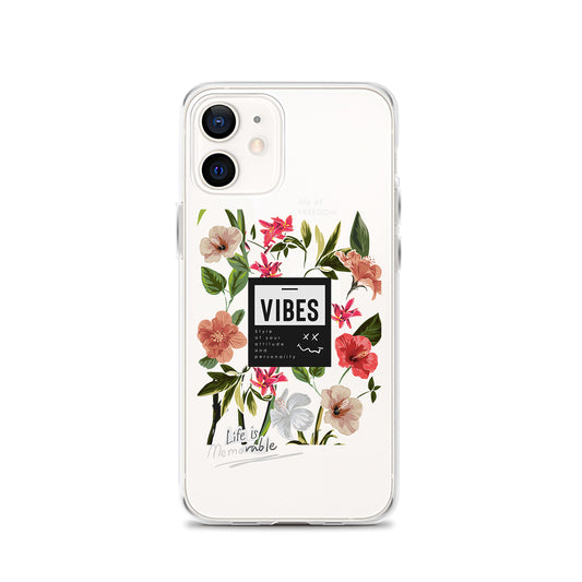 Vibes iPhone Case, Clear Floral iPhone Case