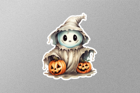 Cute Pumpkin Ghost Halloween Sticker