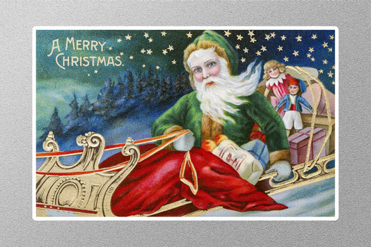 Wholesale Vintage Victorian Santa Christmas Fabric Panels Christmas Sticker