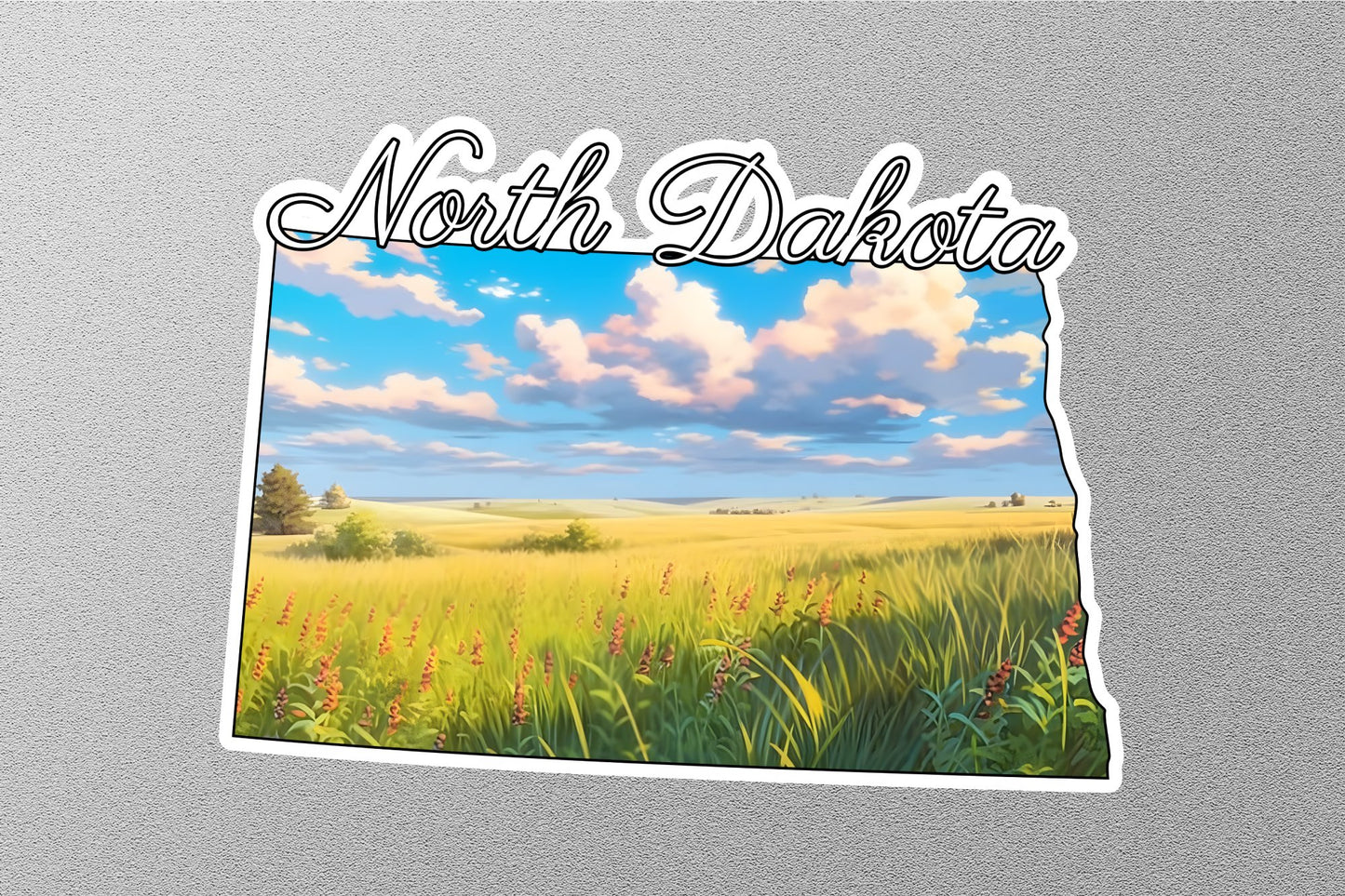 North Dakota  Map State Sticker