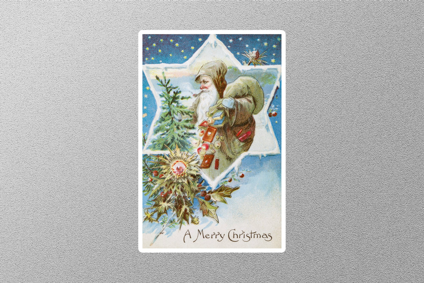 Wholesale Vintage Snow and Santa Christmas Sticker