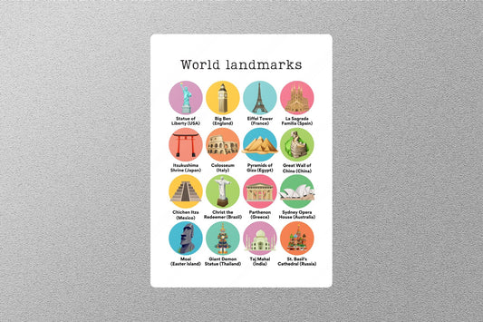 World Landmarks Education Sticker