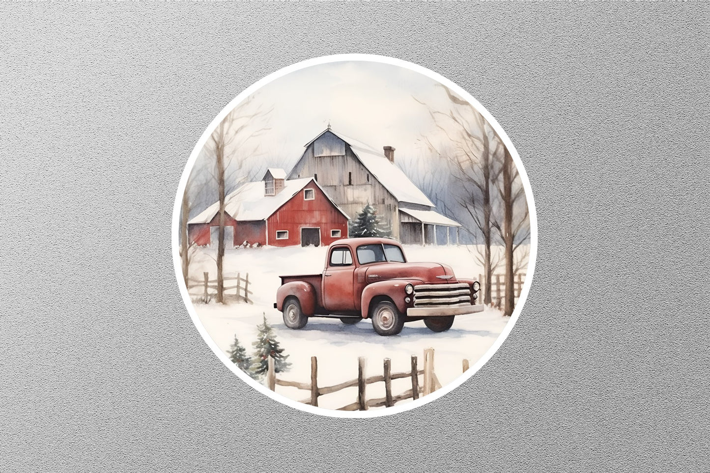 Wholesale Red Car And Old House Christmas Sticker