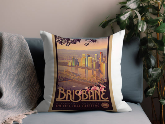Vintage Brisbane Throw Pillow