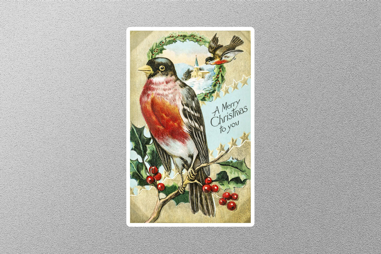 Vintage Decorations Birds Christmas Sticker