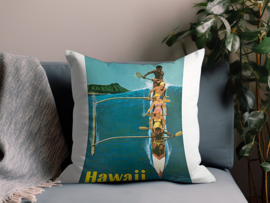 Vintage Hawaii Throw Pillow