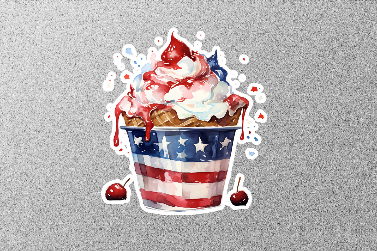 American Flag Ice Cream Sticker