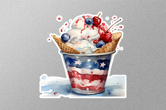 American Flag Ice Cream Sticker