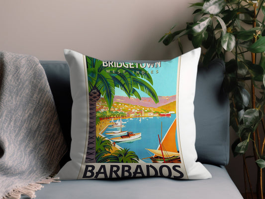Vintage Barbados Throw Pillow