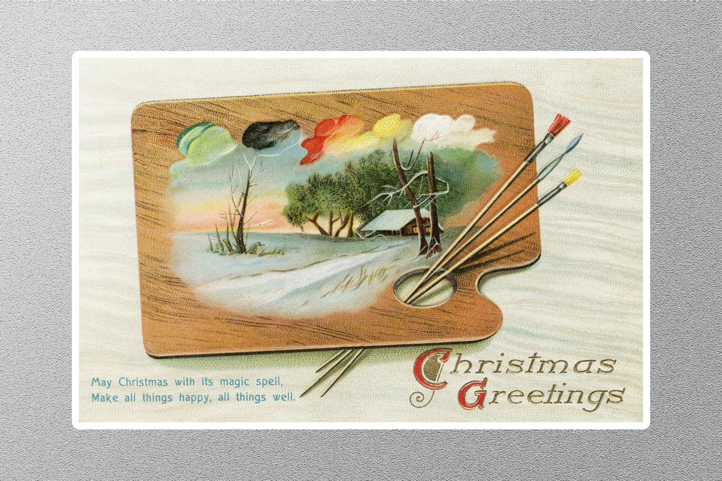Wholesale Vintage Greetings Paint Christmas Sticker