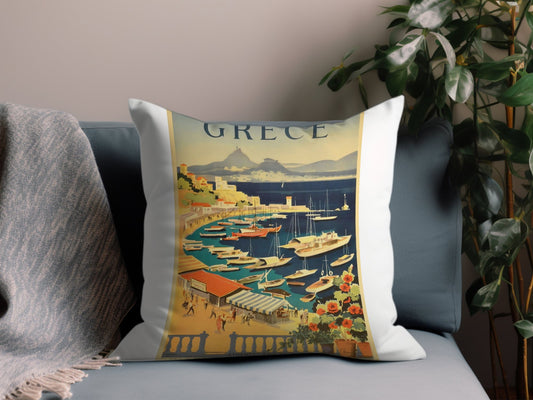 Vintage Greece Throw Pillow