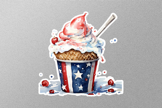 American Flag Ice Cream Sticker