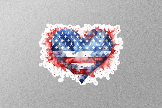 American Flag on Heart Sticker
